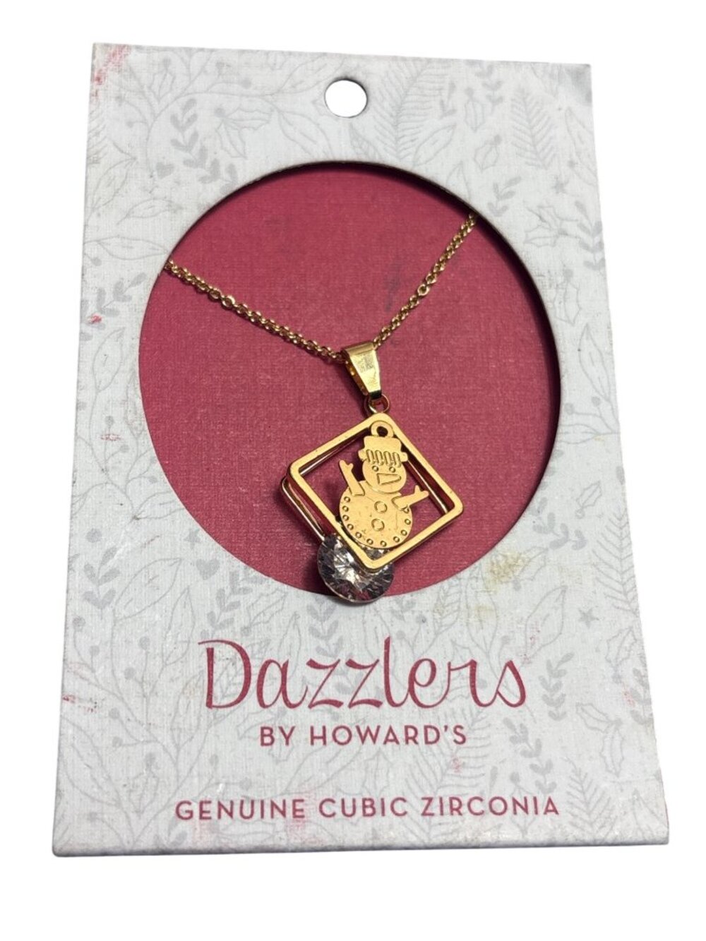 Dazzlers By Howard's Genuine Cubic Zirconia Goldtone Snowman Pendant Necklace